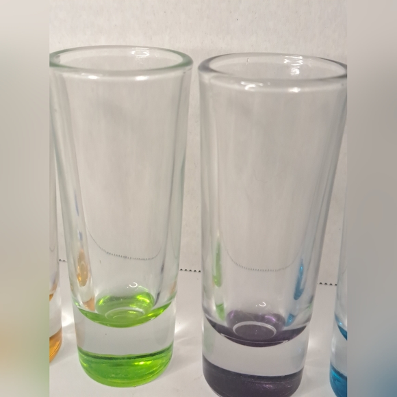 6 Crisa Heavy Bottom Colored Double Shot Glasses, Heavy Bottom Colored. - Picture 8 of 9